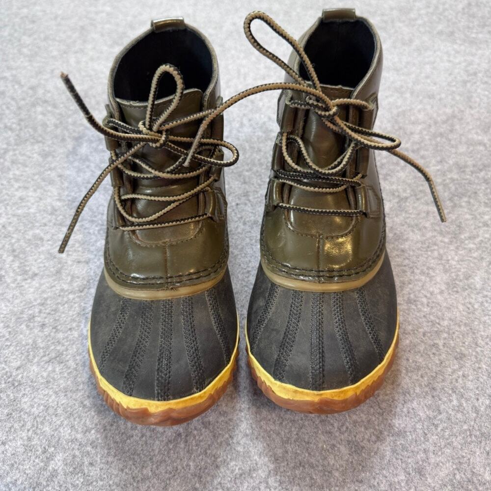 Sorel Out N About Womens 6.5 Waterproof Leather Duck Rain Boots Olive Green